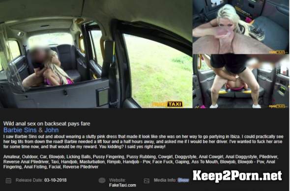 Barbie Sins (Wild anal sex on backseat pays fare) (Anal, FullHD 1080p) FakeTaxi, FakeHub