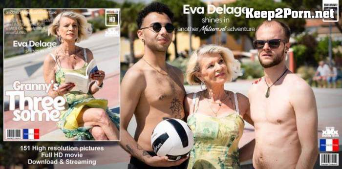 Aaron Klay (24), Eva Delage (EU) (70), Maxime Horns (28) - Modern grandma cougar Eva Delage gets two young to fuck her in a threesome / 14525 (Mature, FullHD 1080p) Mature.nl