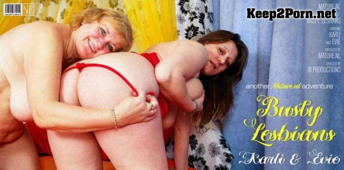 Evie (52), Karli (37) - Busty mature lesbians Karli & Evie play with each others pussies (15355) (MP4 / FullHD) [Mature.nl]