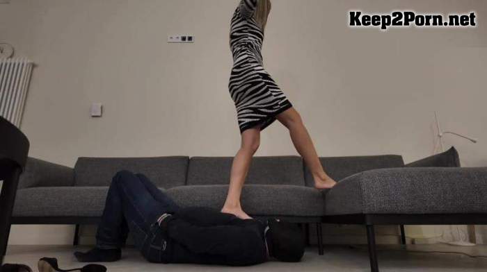 Ava Krass - Mistress tramples stupid slave in sharp heels and then tramples him with bare feet (mp4, FullHD, Femdom)