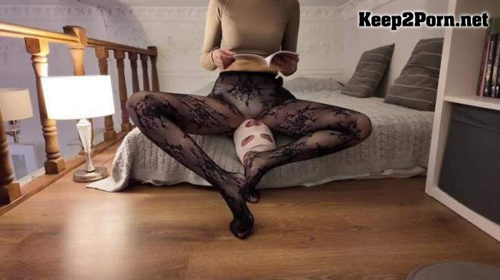 Ava Krass - Facesitting human furniture black fishnet tights read book (Femdom, FullHD 1080p)