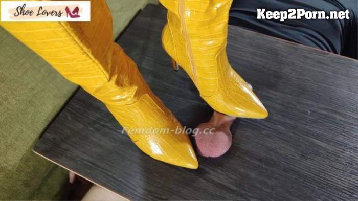 [shoelovers] Yellow boots bootjob shoejob ruined orgasm double cumshot no bgm (mp4, FullHD, Femdom)